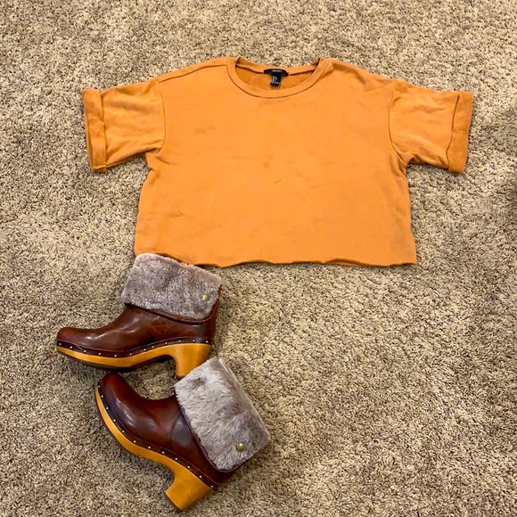 Forever 21 Tops - Cropped Tan Top